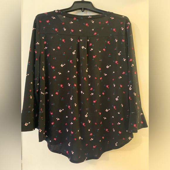 Elle Black Floral Long Sleeve Top Size Large - good used condition - Picture 6 of 9